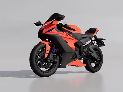 Orange And Black Sport Motorcycle With Sleek Aerodynamic Design And Single Seat Wheels 3d model