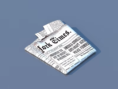 Folded York Times Newspaper Showing Headlines And Article Content 3d model