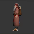 Futuristic Tech Equipped Young Character and Traditional Elderly Man in Red Robe with Long Beard