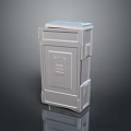 Gray Storage Cabinet With Door Top Cover And Structural Design On Reflective Dark Background