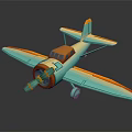 Blue And Orange Vintage Passenger Airplane Biplane Toy Model With Propeller