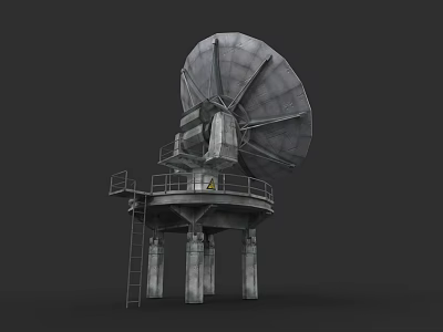 Military Weapon System With Large Parabolic Antenna And Tower Platform Structure 3d model