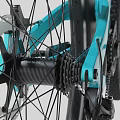 Light Blue Mountain Bike Equipped With Suspension And Large Tires