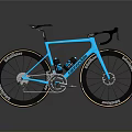 Sleek Blue Road Bicycle With Gold Rimmed Vittoria Wheels And Modern Design