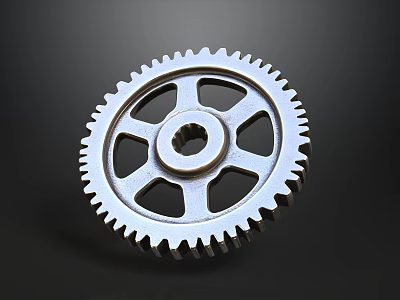 Industrial Metal Gear Wheel with Teeth and Central Hole on Dark Background 3d model