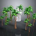 Green Palm Trees With Brown Trunks And Lush Green Leaves Surrounding White Cube