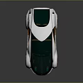 Futuristic Silver Car With Green Roof And Orange Wheels Sleek Design