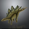 Stegosaurus Dinosaur Model With Yellow Body Green Plates Detailed Design