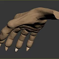 3D Rendered Human Hand With Copper Metallic Finish Detailed Skin Texture And Dark Surface Reflection