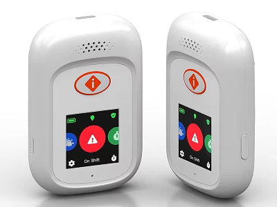 Two White Portable Digital Devices With Screen Colorful Buttons And Red Logo 3d model