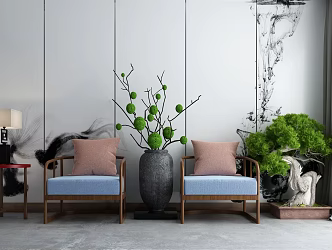 New Chinese Style Casual Sofa Combination Solid Wood Sofa Coffee Table Combination 3d model