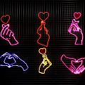 Colorful Neon Decorative Lights with Hand and Heart Patterns for Home Decoration Use