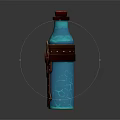 Stylish Glass Bottle With Blue Body Brown Leather Strap Metal Buckle And Red Cork Stopper