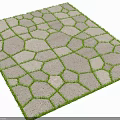 Garden Path Paving with Irregular Stone Slabs and Grass Growing Between Gaps Natural Landscape Design