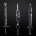 Ancient Decorative Swords Collection With Intricate Hilt Designs And Textured Blades 3d model