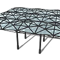 Modern Pergola Design With Geometric Glass Roof And Black Support Columns