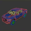 Blue Pickup Truck With Modern Front Grille Cargo Bed And Off Road Tires