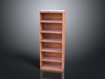 Tall Brown Wooden Bookshelf With Multiple Shelves And Simple Structure 3d model