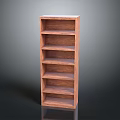 Tall Brown Wooden Bookshelf With Multiple Shelves And Simple Structure