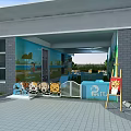Shopping Mall Kids Play Space With Colorful Murals Green Lawn And Glass Dome Ceiling