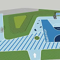 Colorful Children's Play Area With Slides Swings Green Trees And Safe Equipment