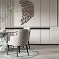 Modern dining room table and chair chandelier combination 3d model