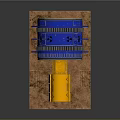 Yellow Danger Warning Box With Blue Industrial Drum Machinery Equipment