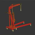 Sturdy Red Hydraulic Car Engine Hoist With Caster Wheels And Hook 3d model