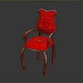 Classic Wooden Armchair With Red Cushioned Seat Backrest And Sturdy Armrests