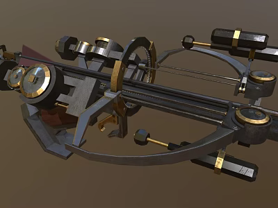 Mechanical Crossbow With Metal Components Golden Accents Black Gold Color Scheme Intricate Structure 3d model