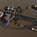 Mechanical Crossbow With Metal Components Golden Accents Black Gold Color Scheme Intricate Structure