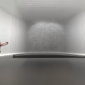 Person Interacting With Cloud Like Art Installation With Transparent Lines In White Gallery