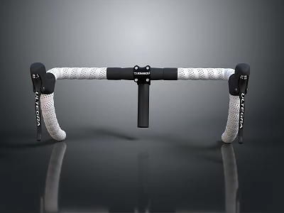 Bicycle Handlebar With White Wrapping Tape And Black End Components Design 3d model