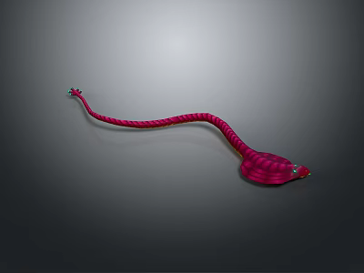Vibrant Pink Striped Reptile Snake With Smooth Scales Slithering On Gray Background 3d model