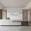 Company front desk front desk reception area front desk background wall computer chandelier 3d model