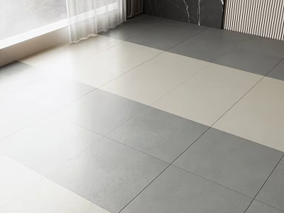 Modern Grey And White Floor Tiles In Bright Interior With Natural Light 3d model