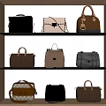 Various Stylish Bags Display On Shelves With Different Colors And Designs