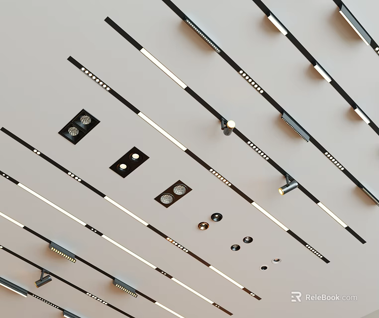 Sleek Modern Downlights and Spotlights Ceiling Lighting Design With Adjustable Recessed Fixtures 3d model 