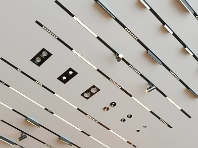 Sleek Modern Downlights and Spotlights Ceiling Lighting Design With Adjustable Recessed Fixtures 3d model