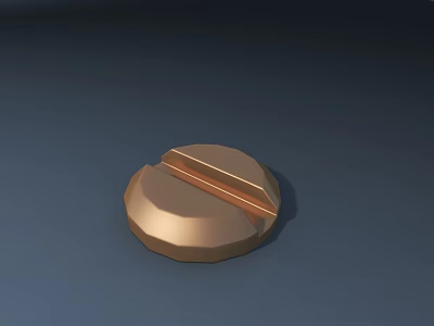 Golden Round Metal Door Handle With Grooved Design For Modern Doors 3d model