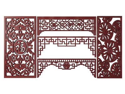 New Chinese Style Flower Lattice Window Carved Hollow Carved Window Corner Carved Gypsum Line Carved Window Pattern Carved model