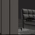 Modern Luxury Upholstered Double Bed With Matching Nightstands For Elegant Dark Tone Bedroom Interior
