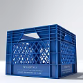 Blue Plastic Storage Basket with Grid Design and Handles for Home Organization