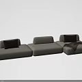 Modern Light Colored Sectional Sofa With Dark Accent Pillows Throw Blankets And Modular Design 3d model