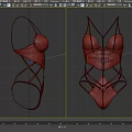Red Lace Bodysuit with Crisscross Straps and Sheer Mesh Fabric for Women Fashion