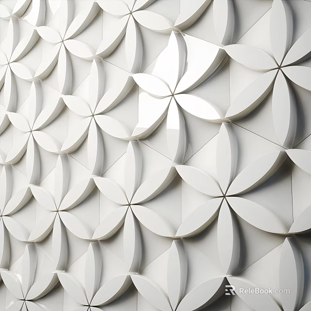 Modern White 3D Petal Pattern Wall Decor With Geometric Textured Design 3d model 