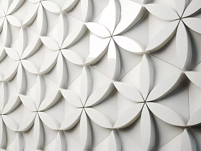 Modern White 3D Petal Pattern Wall Decor With Geometric Textured Design 3d model