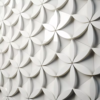 Modern White 3D Petal Pattern Wall Decor With Geometric Textured Design 3d model