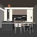 Modern Restaurant Interior With Open Design Dining Table Chairs Cabinets And Soft Lighting 3d model