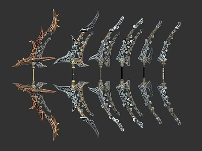 Various Decorative Bow Designs With Intricate Patterns And Metallic Accents 3d model